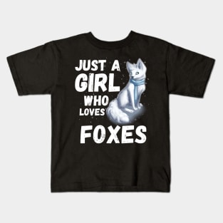 Just a girl who Loves foxes cute colorful fox Kids T-Shirt
